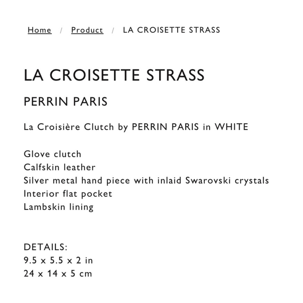 Perrin Paris La Croisette  Strass White Leather Clutch With Swarovski Cr… - Picture 10 of 16